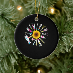 Décoration En Céramique Hair Stylist Barber Tools Floral