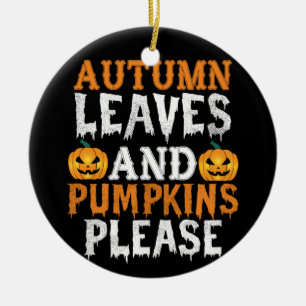 Décoration En Céramique Halloween Autumn Leaves and Pumkins Birthday