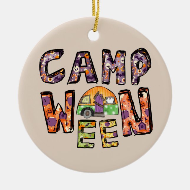 Décoration En Céramique Halloween Camping | Jeu de mots (Devant)