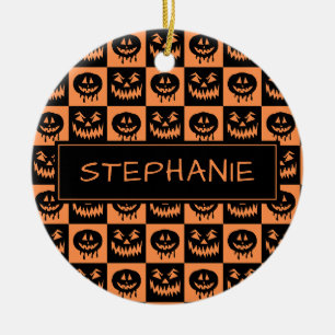 Décoration En Céramique Halloween Citrouille Face Ghost Motif Éffrayant Pe