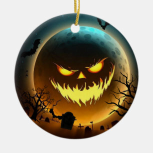 Décoration En Céramique Halloween/lune/citrouille