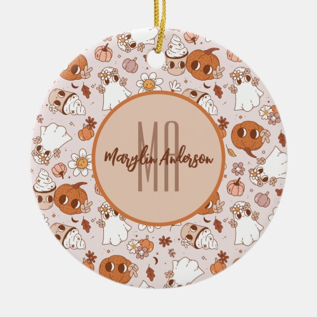 DÉCORATION EN CÉRAMIQUE HALLOWEEN RETRO CITROUILLES SUPER ET GHOSTS (Devant)