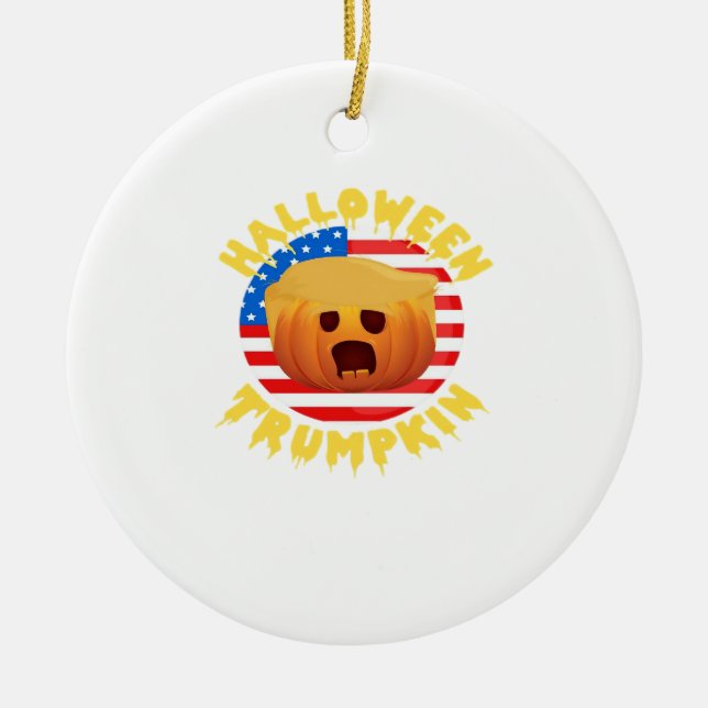 Décoration En Céramique Halloween Trumpkin drôle Citrouille parodie (Devant)