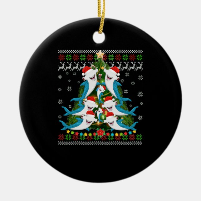 Décoration En Céramique Hammerhead Shark Xmas Lighting Tree Shark (Devant)