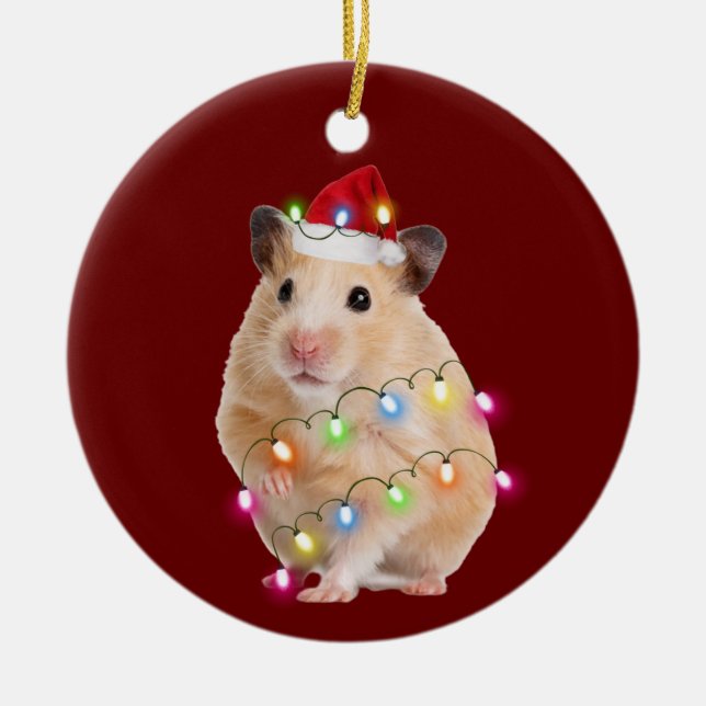 Décoration En Céramique Hamster Avec Casquette Scaft Noël (Devant)