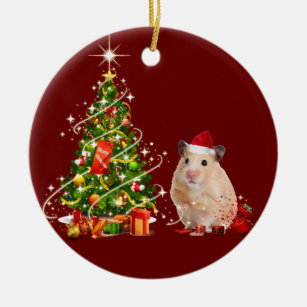 Décoration En Céramique Hamster Avec Scafés Casquettes Noël