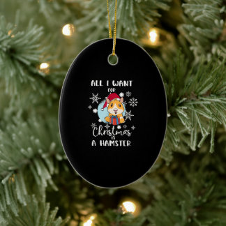Décoration En Céramique Hamster Tout Ce Que Je Veux Noël Est Un Hamster