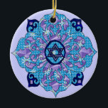 Décoration En Céramique Hanoukka<br><div class="desc">Les bleus de tous les nuances, lilas et lavande dans une forme de fleur avec une étoile hexagone nouée au centre est une grande manière de célébrer Hanoukka et d'exprimer votre individualité en même temps.</div>