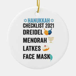 Décoration En Céramique Hanoukka 2021 Checklist Dreidel Menorah Masque vis