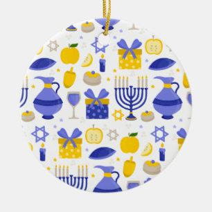 Décoration En Céramique hanoukka dreidel menorah