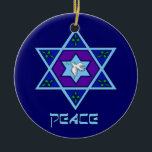 Décoration En Céramique Hanukkah<br><div class="desc">Blues of all shades,  lilac and lavender in a flower shape with a knotted six-sided star in the center is a great way to celebrate Hanukkah and express your individuality at the time.</div>