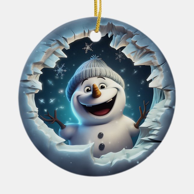 Décoration En Céramique Happy 3d Snowman (Devant)