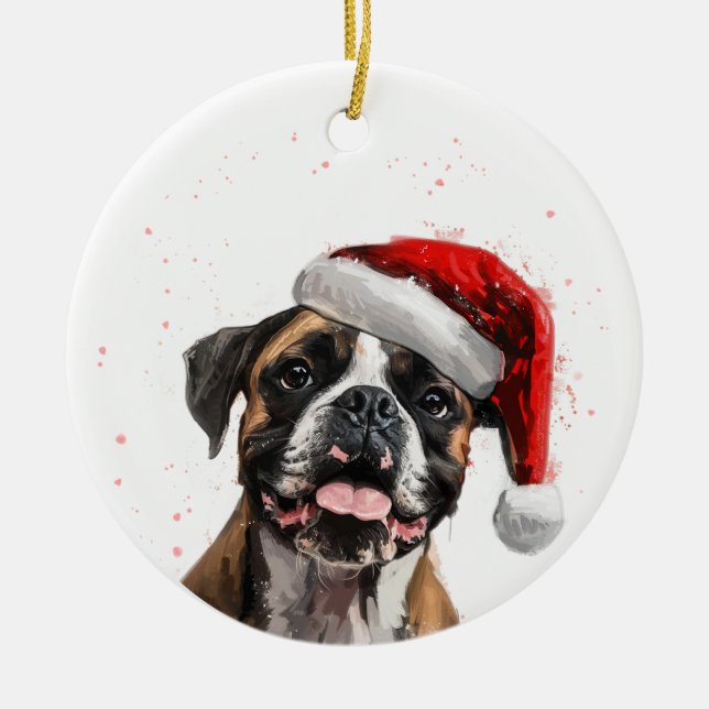 Décoration En Céramique Happy Boxer Dog Christmas Personalized (Devant)