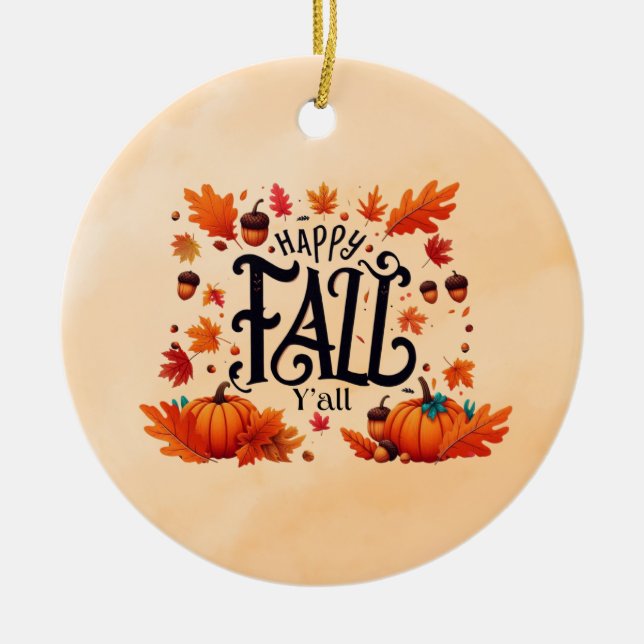Décoration En Céramique Happy Fall Y'all classique (Devant)