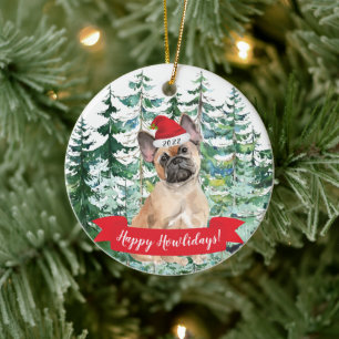 Décoration En Céramique Happy Howlidays French Bulldog Chien Noël Ornam