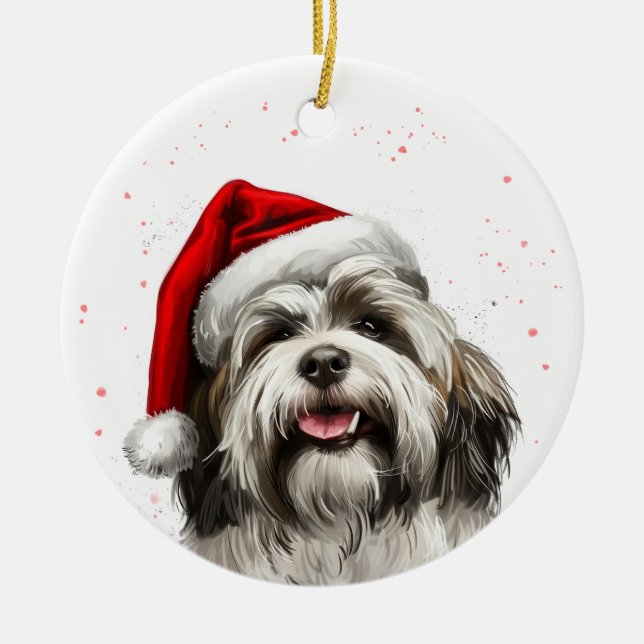 Décoration En Céramique Happy Lhasa Apso Dog Christmas Personalized (Devant)
