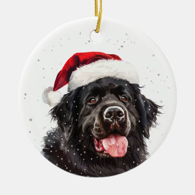 Décoration En Céramique Happy Newfoundland Dog Christmas Personalized (Devant)