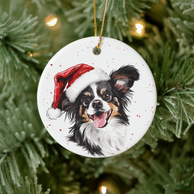 Décoration En Céramique Happy Papillon Dog Christmas Personalized (Arbre)