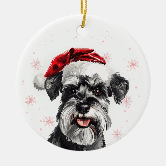 Décoration En Céramique Happy Schnauzer Dog Christmas Personalized (Devant)