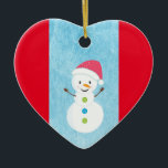 Décoration En Céramique Happy Snowman avec I Love You Texte modifiable<br><div class="desc">Personnalisez cette décoration de Noël sur le dos avec n'importe quel nom ou texte.</div>
