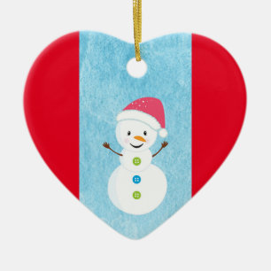 Décoration En Céramique Happy Snowman avec I Love You Texte modifiable