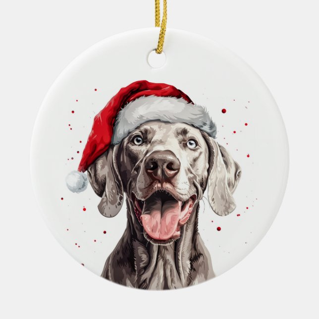 Décoration En Céramique Happy Weimaraner Dog Christmas Personalized (Devant)