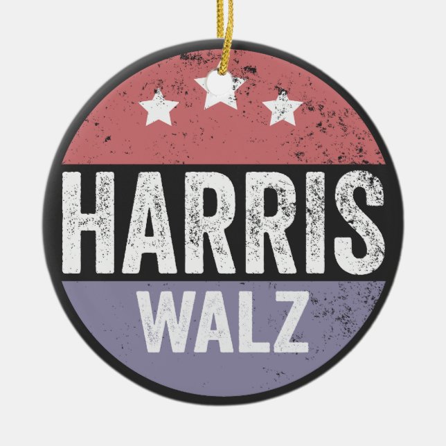 Décoration En Céramique Harris Walz 2024 Election Kamala Tim Waltz America (Devant)