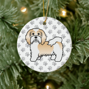 Décoration En Céramique Havanais fauve et blanc Chien de dessin animé mign