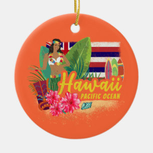 Décoration En Céramique Hawaii Hula Dancer Retro Pacific Souvenir Vintage