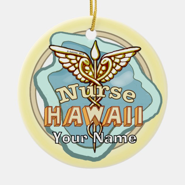 Décoration En Céramique Hawaii Nurse Caduceus  (Devant)