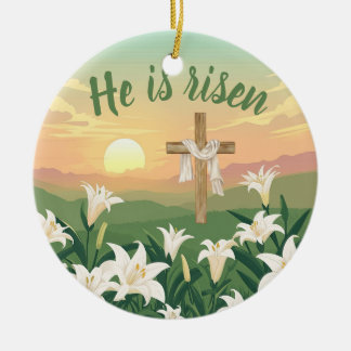 Décoration En Céramique He is Risen Easter Sunrise Personalized Ornament