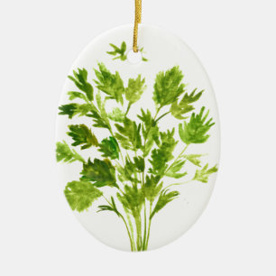 Décoration En Céramique Herbes de persil Aquarelle nature cuisine verte