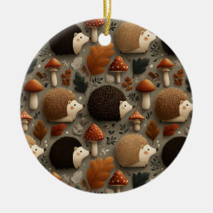Décoration En Céramique Hérisson et motif de champignon fantaisiste d'auto