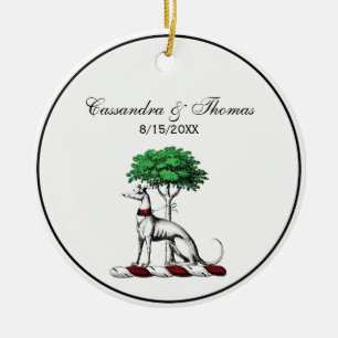 Décoration En Céramique Héritier de Greyhound Whippet avec arbre héraldiqu
