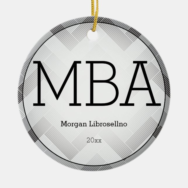 Décoration En Céramique Herringbone Black Grey MBA Nom de l'année (Devant)