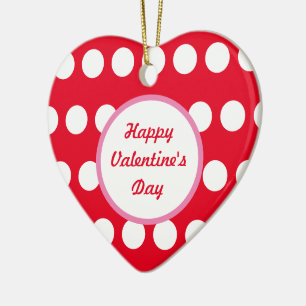 Décoration En Céramique Heureuse Sainte-Valentin Polka Dot Heart Ornament