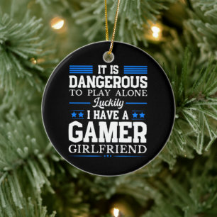 Décoration En Céramique Heureusement, J'Ai Un Gamer Girlfriend Funny Coupl
