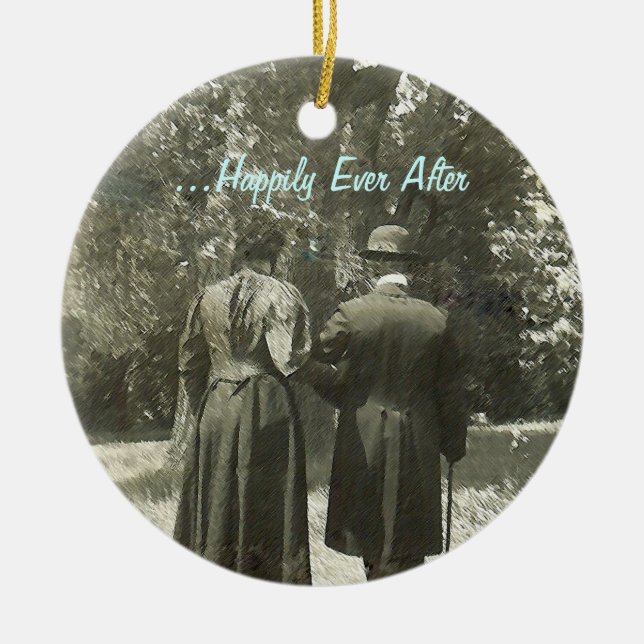 Décoration En Céramique ...Heureux Jamais après l'ornement (Devant)