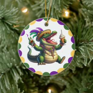 Décoration En Céramique Heureux Mardi Gras Alligator