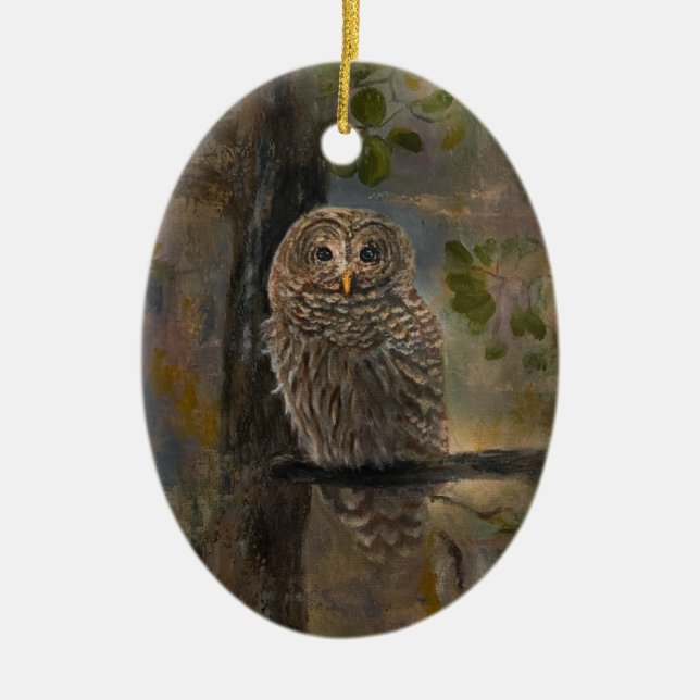 Décoration En Céramique Hibou à bandes (Devant)