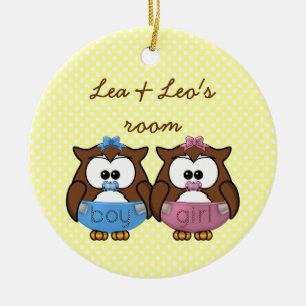 Décoration En Céramique hibou de bébé de fille de n de garçon '