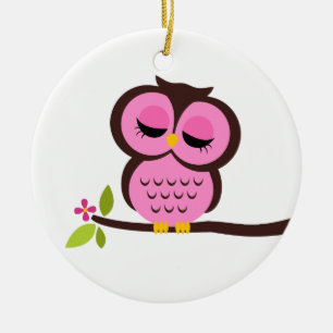 Décoration En Céramique Hibou rose simple
