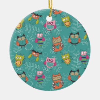 Décoration En Céramique Hiboux gribouillés sur Teal
