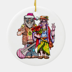 Décoration En Céramique Hippie Santa Couple