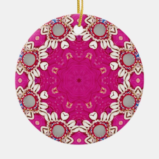 Décoration En Céramique hippie tribale gypse bohème fuchsia Magenta (Devant)