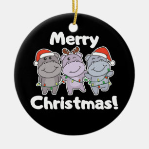 Décoration En Céramique Hippo Animaux de Noël mignons Hippopotames Joyeux