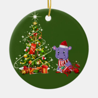 Décoration En Céramique Hippo avec des cafés Casquettes Noël