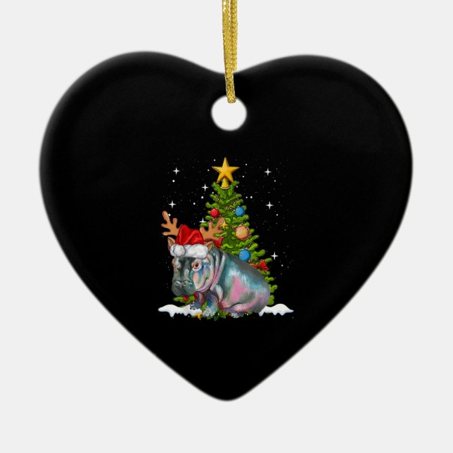 Décoration En Céramique Hippo Fiona Arbre de Noël Hippopotame (Devant)