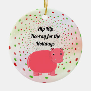 Décoration En Céramique Hippopotame rose hourra pour les vacances