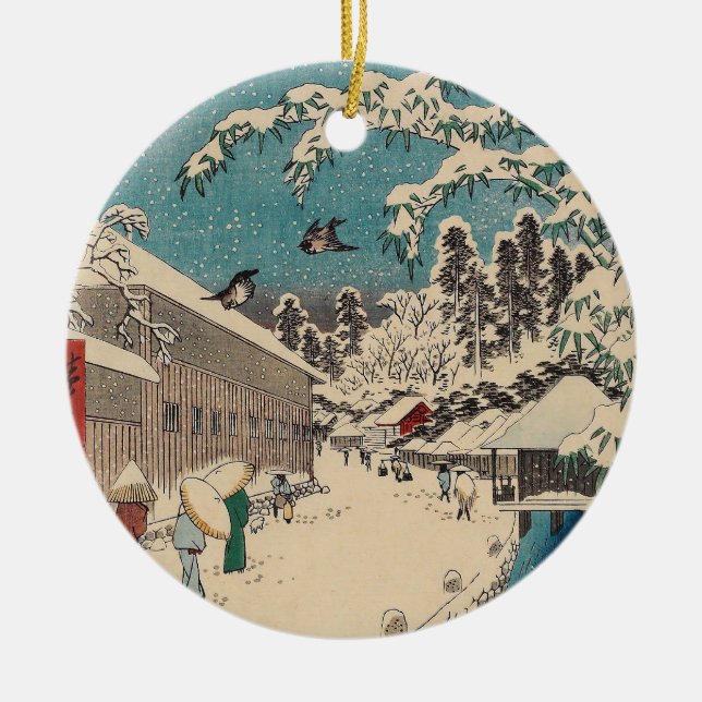Décoration En Céramique Hiroshige hiver paysage Japon pays (Devant)